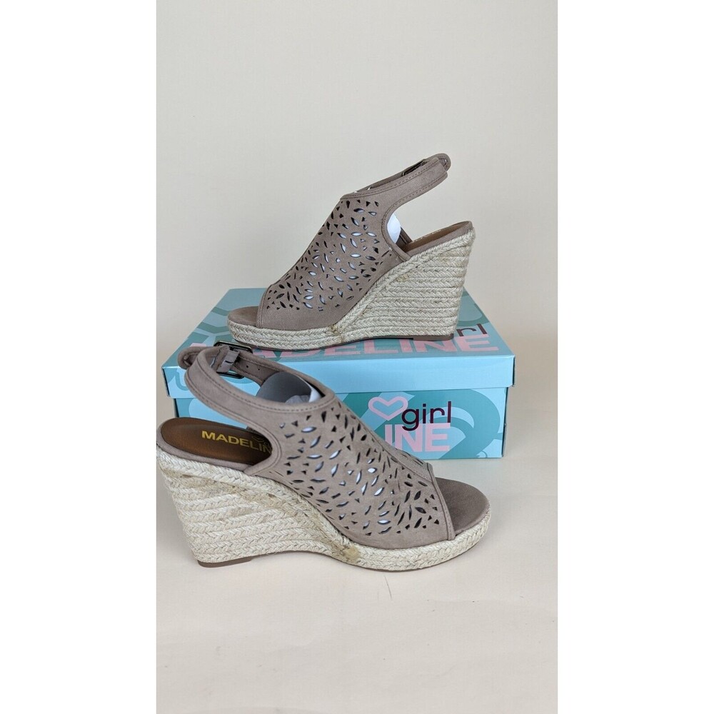 Madeline Girl Verve Wedge Sandals Womens 8M Brown Slingback Espadrille Shoes NWB